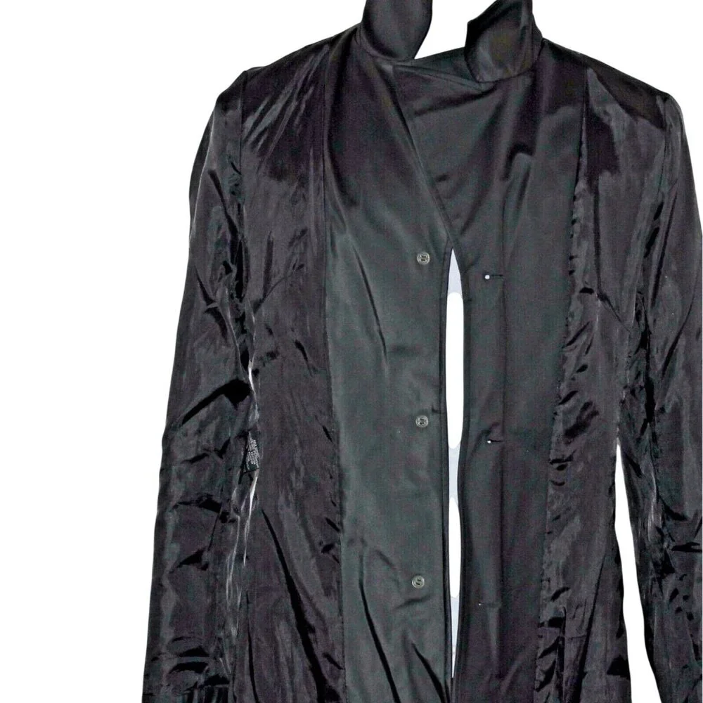 Braetan Large 3 Button Lined Outerwear Black Modern Packable Rain Trench Coat - Picture 8 of 10